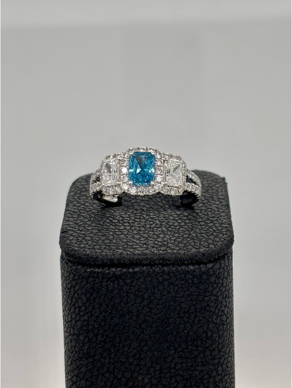 10k White Gold Lab Topaz and Diamond Ring